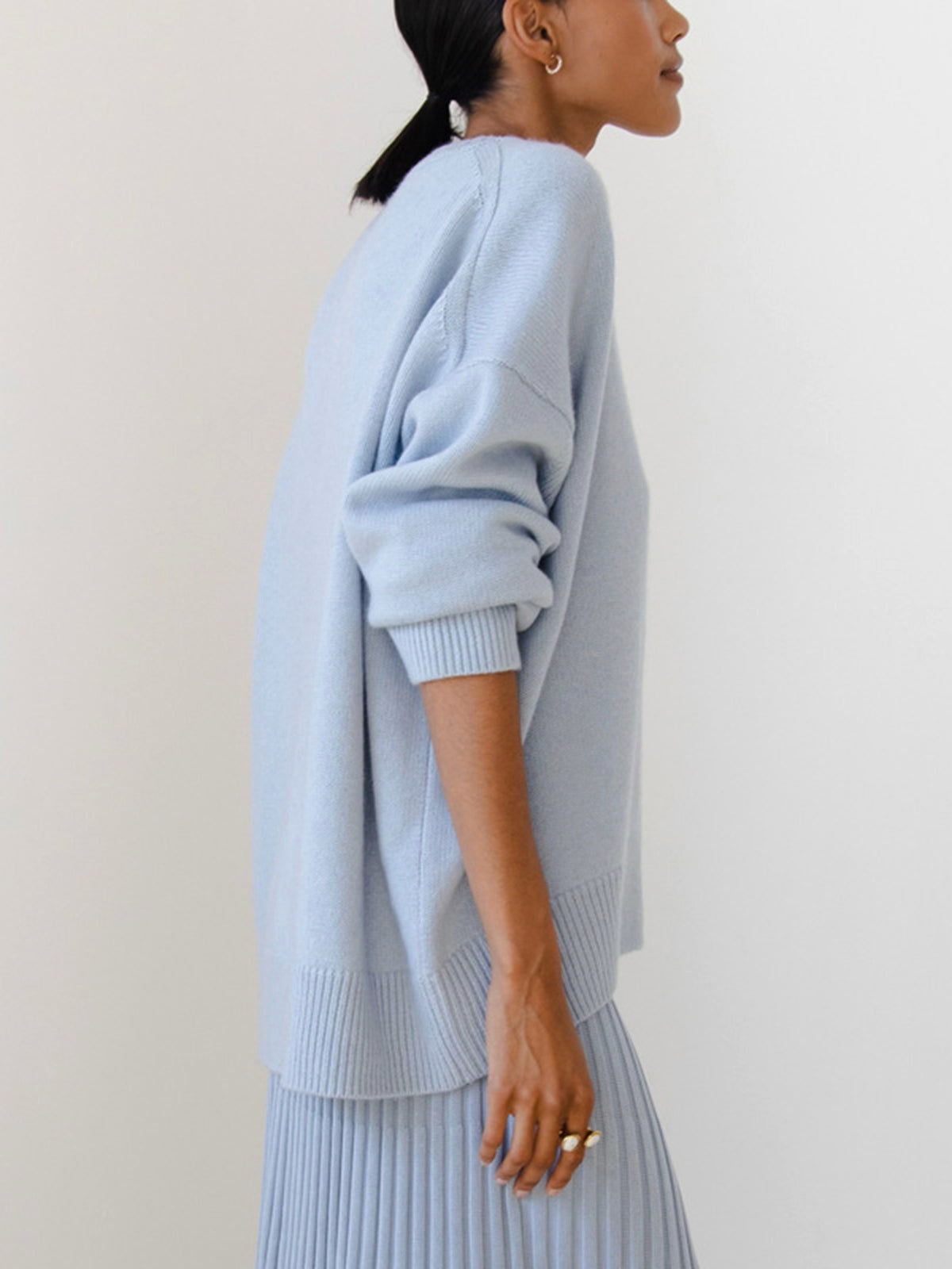 Women's Knit Pullover Sweater with Crew Neck and Rib Trim