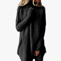 Women's Knit Pullover Sweater with Turtleneck and Longline Hem