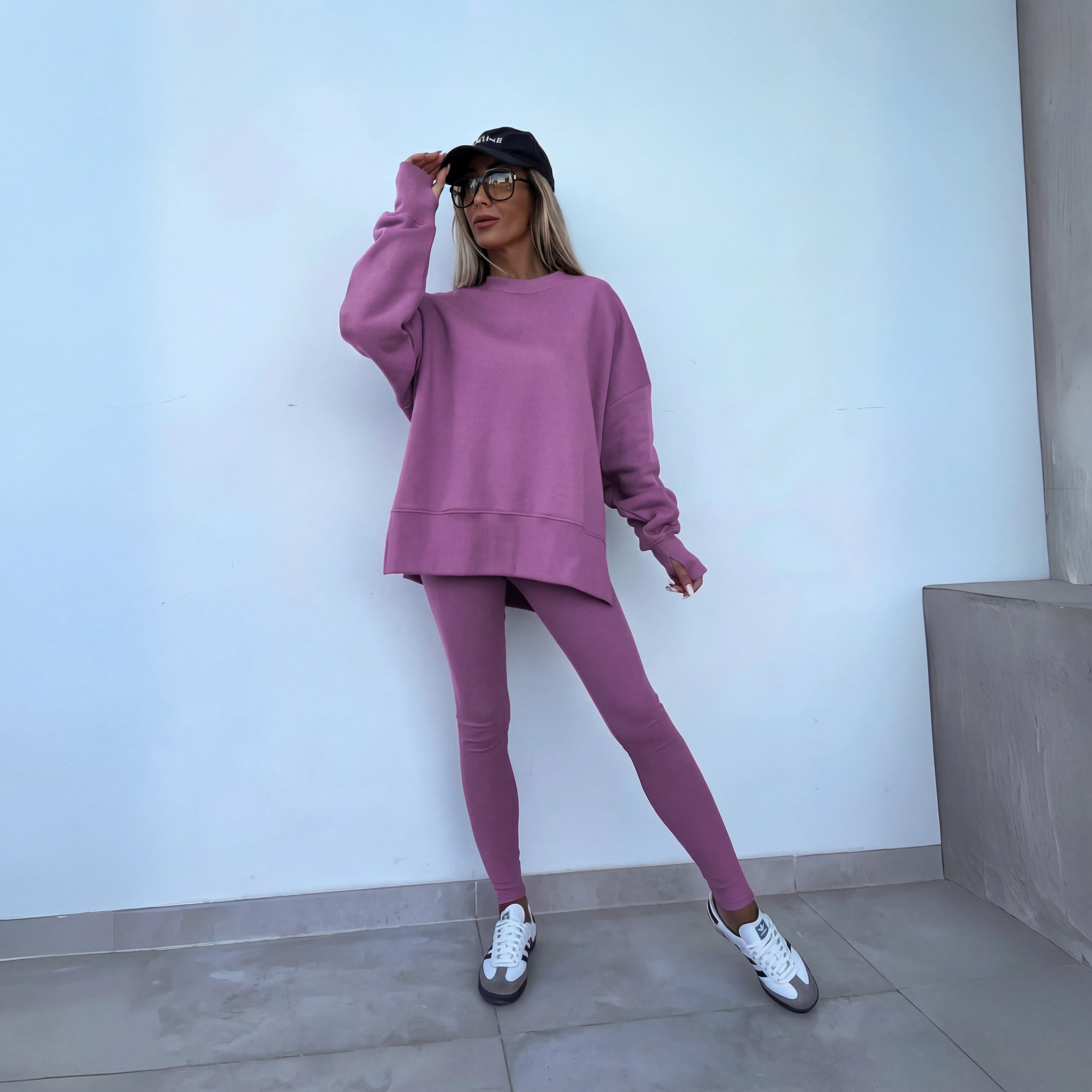 Women's Knit Tracksuit with Crewneck Sweatshirt and Pull-On Leggings
