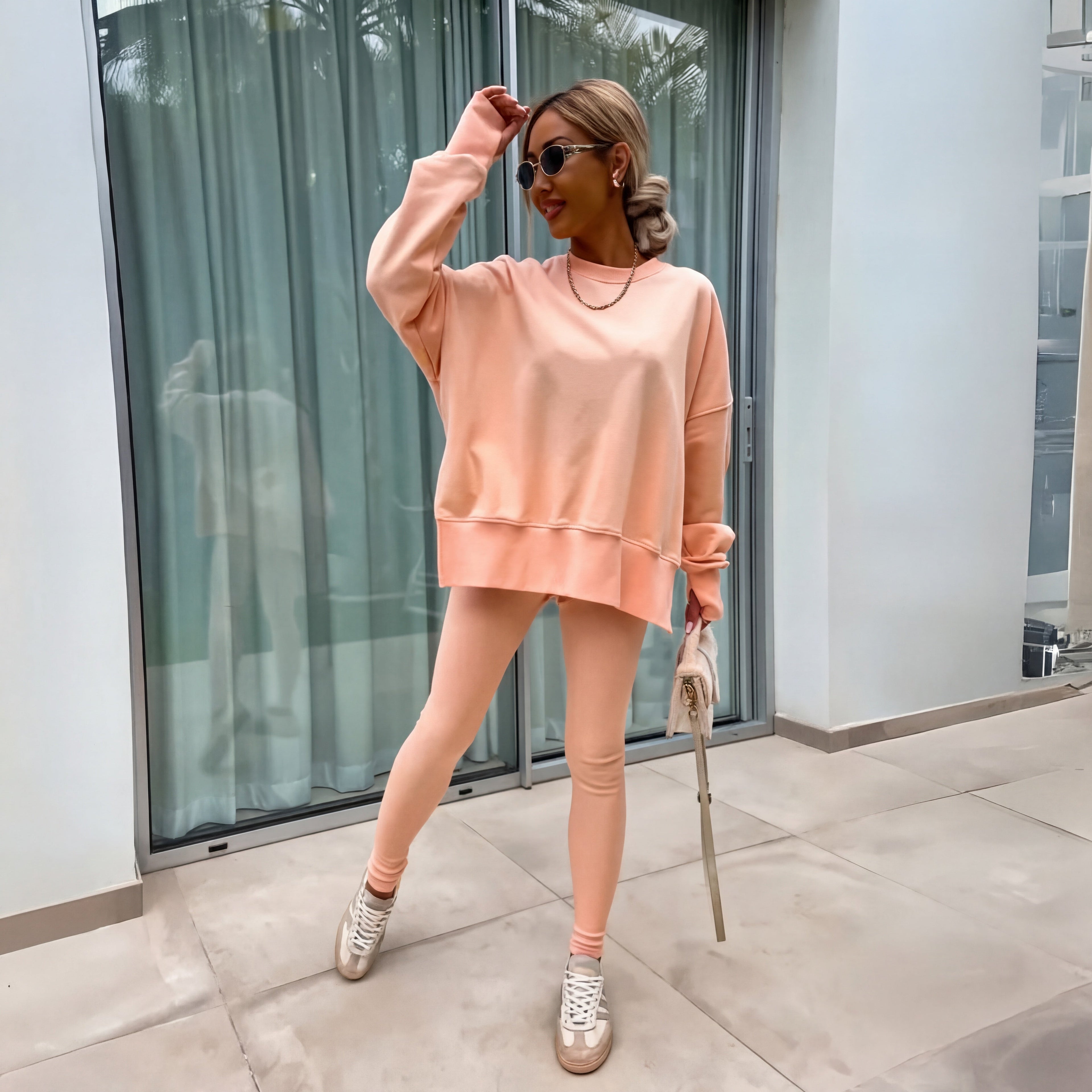 Women's Knit Tracksuit with Crewneck Sweatshirt and Pull-On Leggings