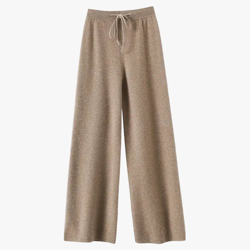 Women's Lounge Knit Pants with Wide Legs and Drawstring Waist