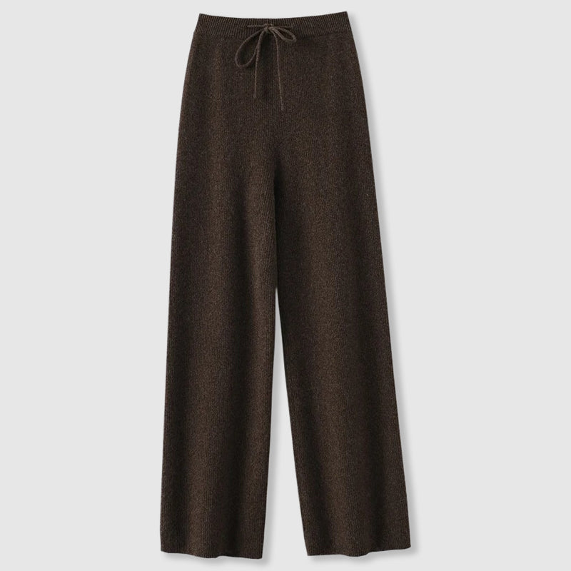 Women's Lounge Knit Pants with Wide Legs and Drawstring Waist