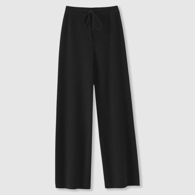 Women's Lounge Knit Pants with Wide Legs and Drawstring Waist