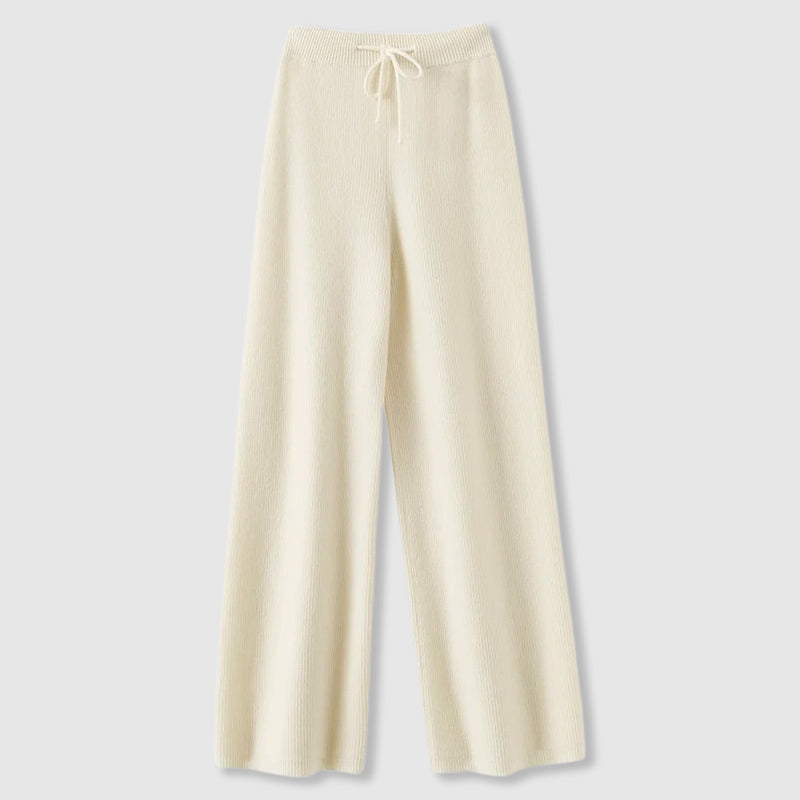 Women's Lounge Knit Pants with Wide Legs and Drawstring Waist