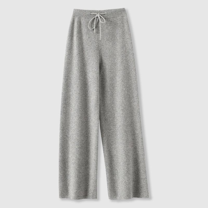 Women's Lounge Knit Pants with Wide Legs and Drawstring Waist