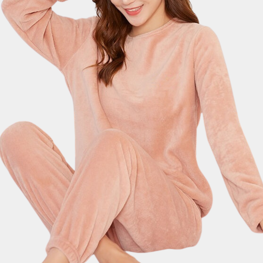 Women's Lounge Set in Plush Knit with Crewneck Top and Joggers
