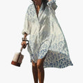 Women's Midi Shirt Dress with Button Front and Collar