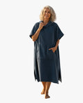 Women's Midi Terry Poncho Dress with Hood and Kangaroo Pocket