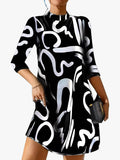Women's Mini Dress with Abstract Print and Keyhole Back