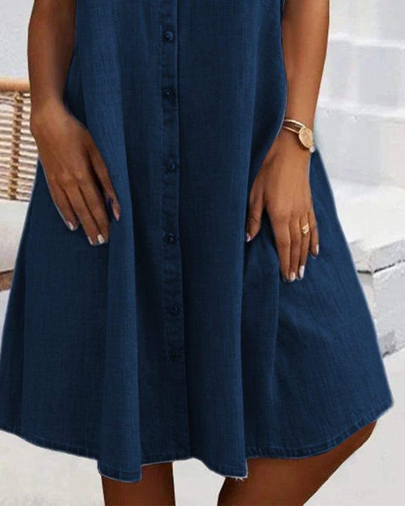 Women's Mini Dress with Button Front and Chest Pockets