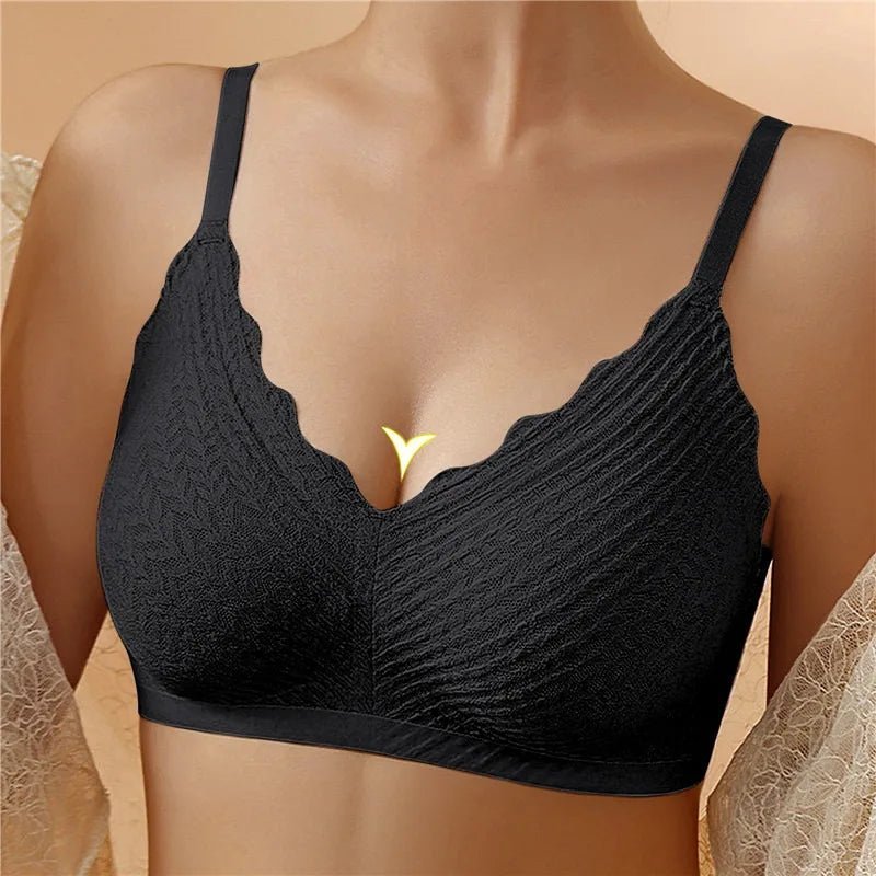 Women's Nylon Bralette with Scalloped V Neck and Hook Closure