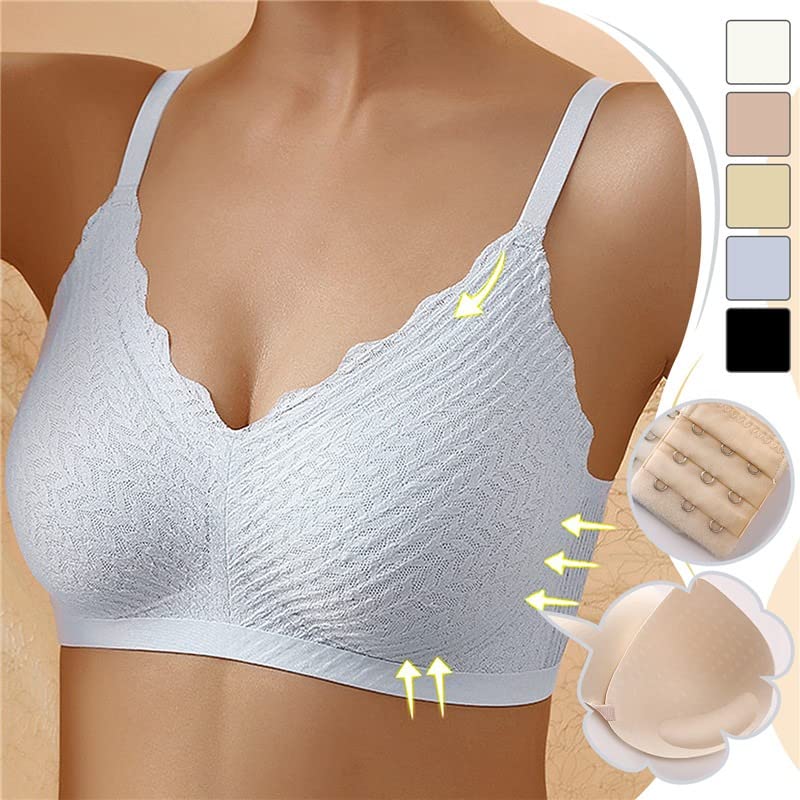 Women's Nylon Bralette with Scalloped V Neck and Hook Closure