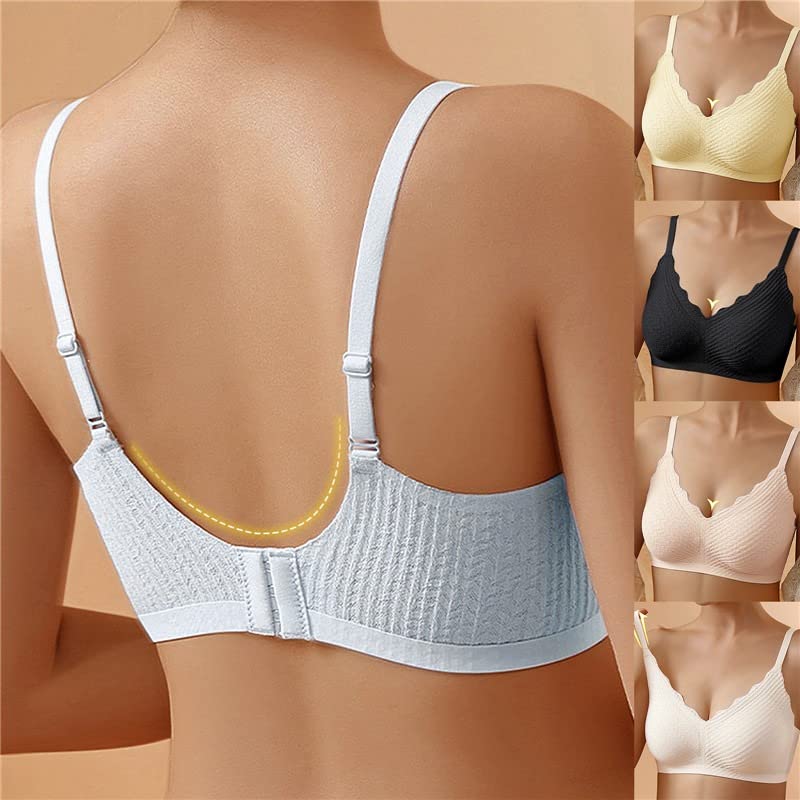 Women's Nylon Bralette with Scalloped V Neck and Hook Closure
