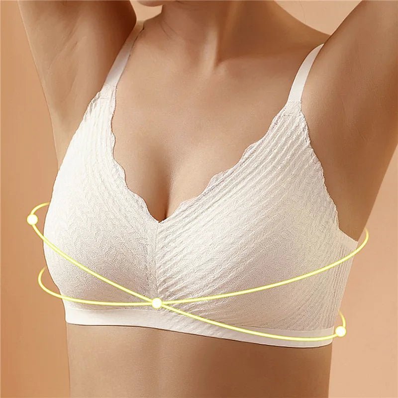 Women's Nylon Bralette with Scalloped V Neck and Hook Closure