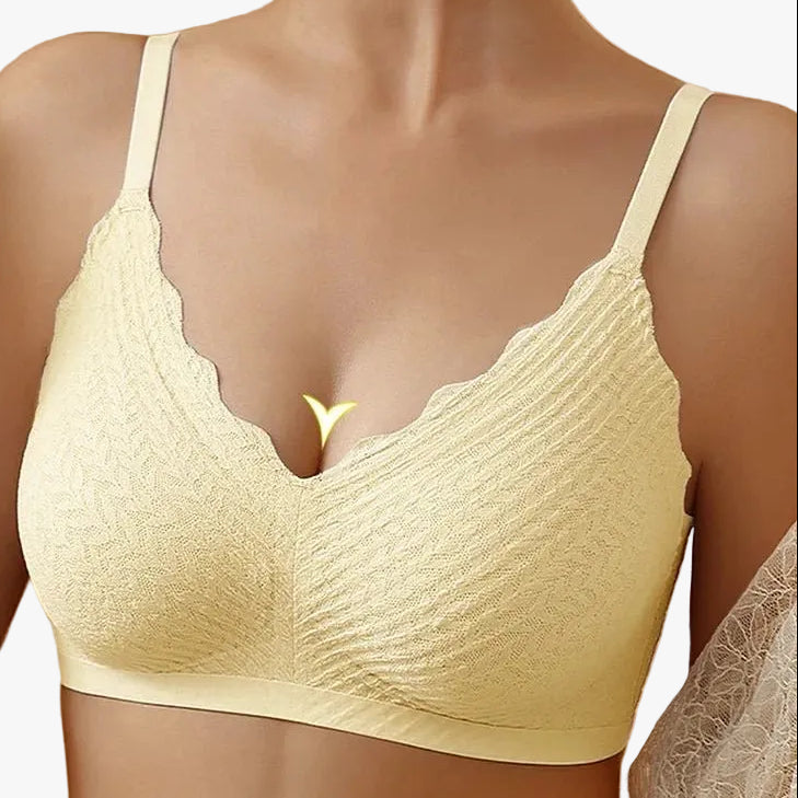 Women's Nylon Bralette with Scalloped V Neck and Hook Closure