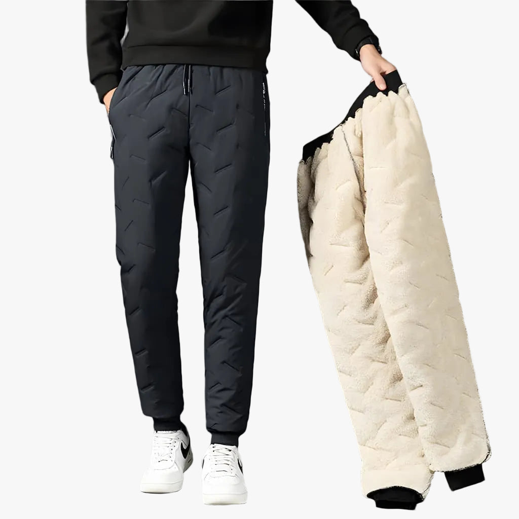 Women’s Quilted Polyester Pants with Sherpa Lining and Zip Pockets