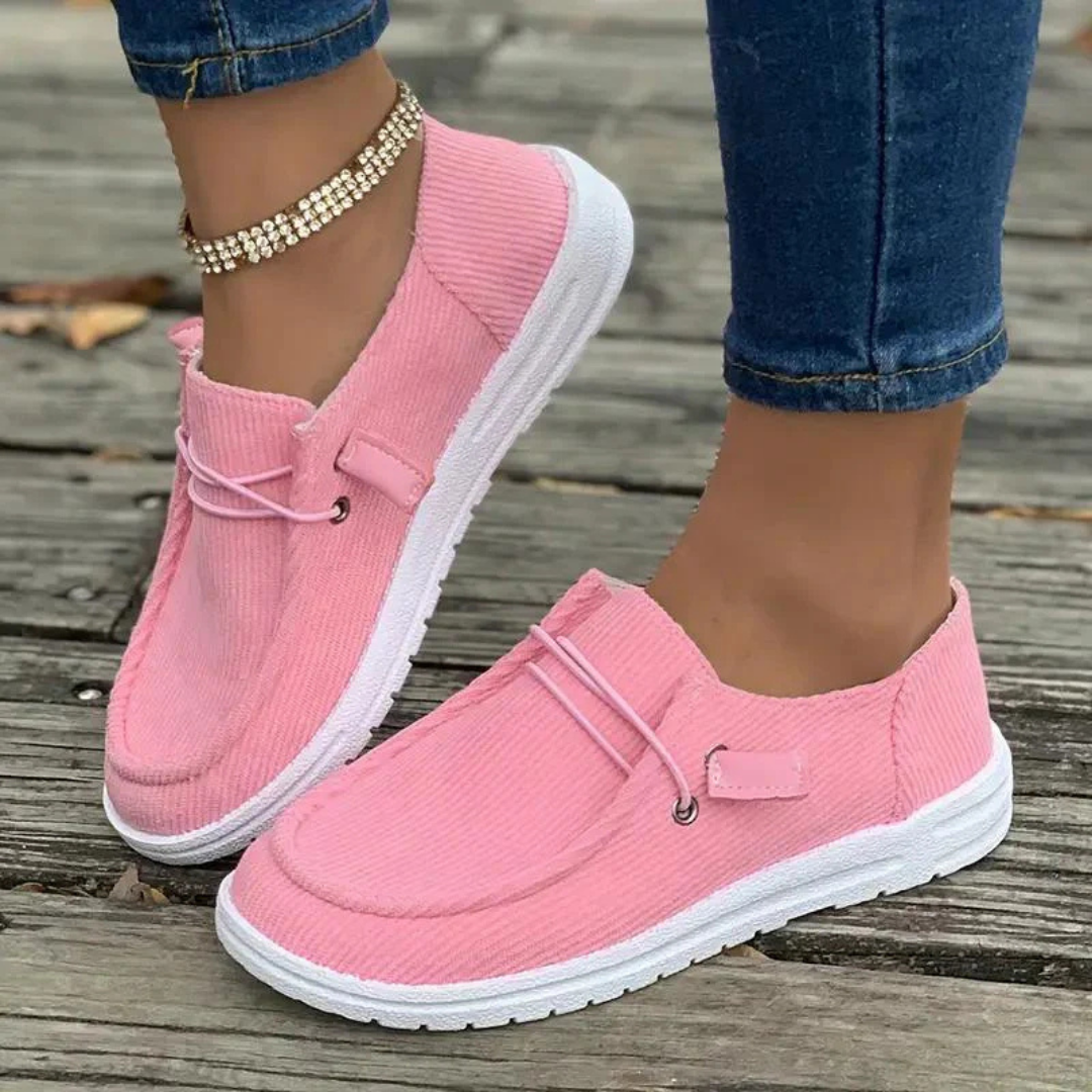 Women's Slip-On Textile Sneakers with Ribbed Upper and Moc Toe