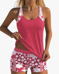 Women's Swim Set with Scoop Neck Tank and Mid-Rise Shorts