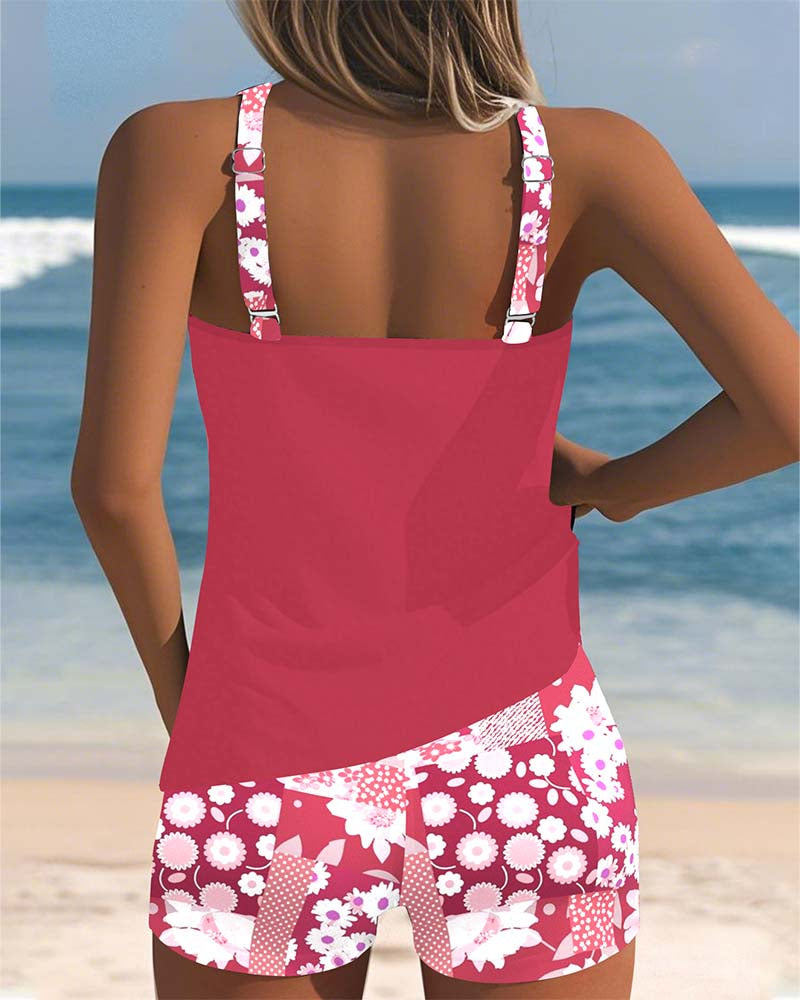 Women's Swim Set with Scoop Neck Tank and Mid-Rise Shorts
