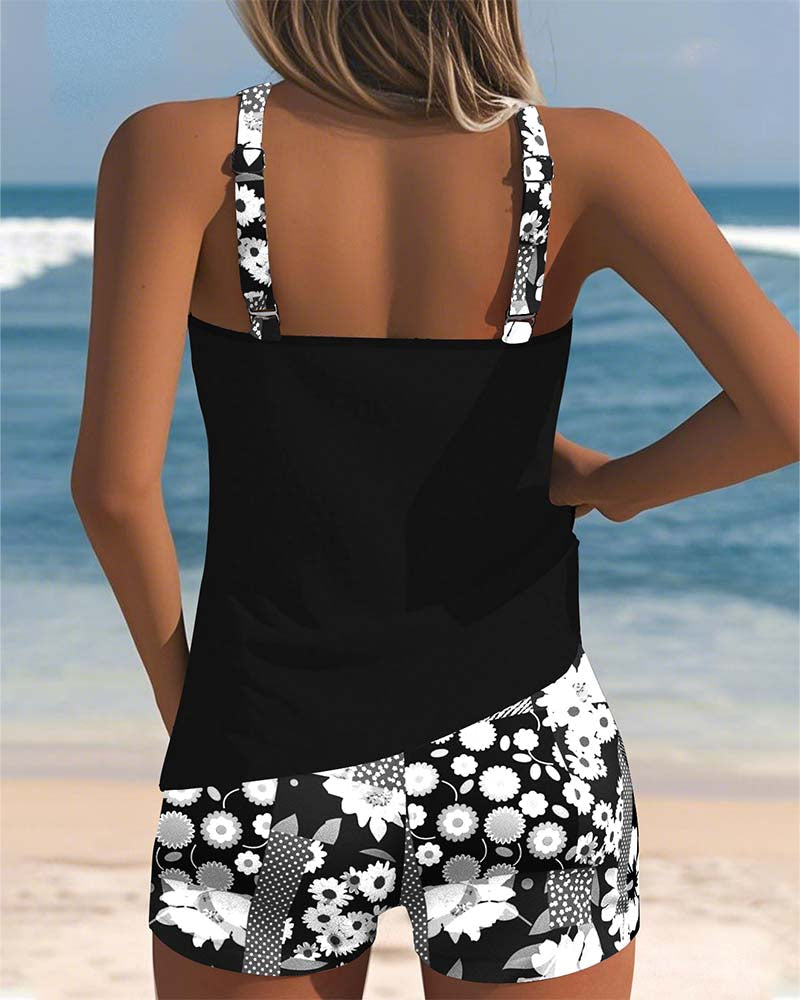 Women's Swim Set with Scoop Neck Tank and Mid-Rise Shorts