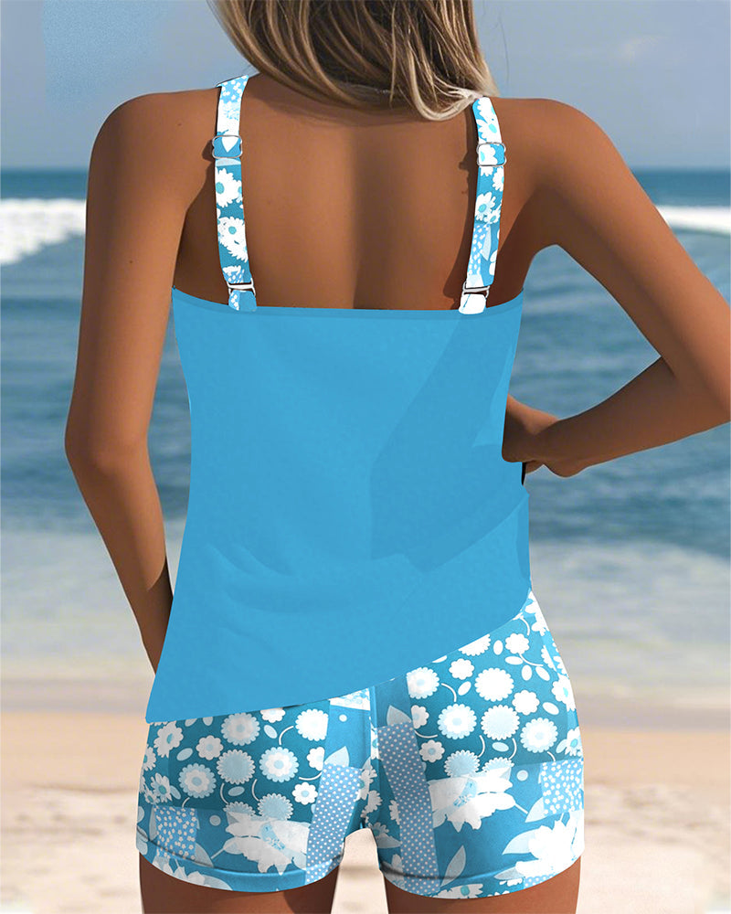 Women's Swim Set with Scoop Neck Tank and Mid-Rise Shorts