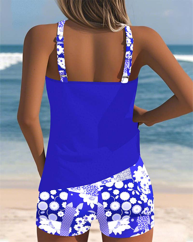 Women's Swim Set with Scoop Neck Tank and Mid-Rise Shorts