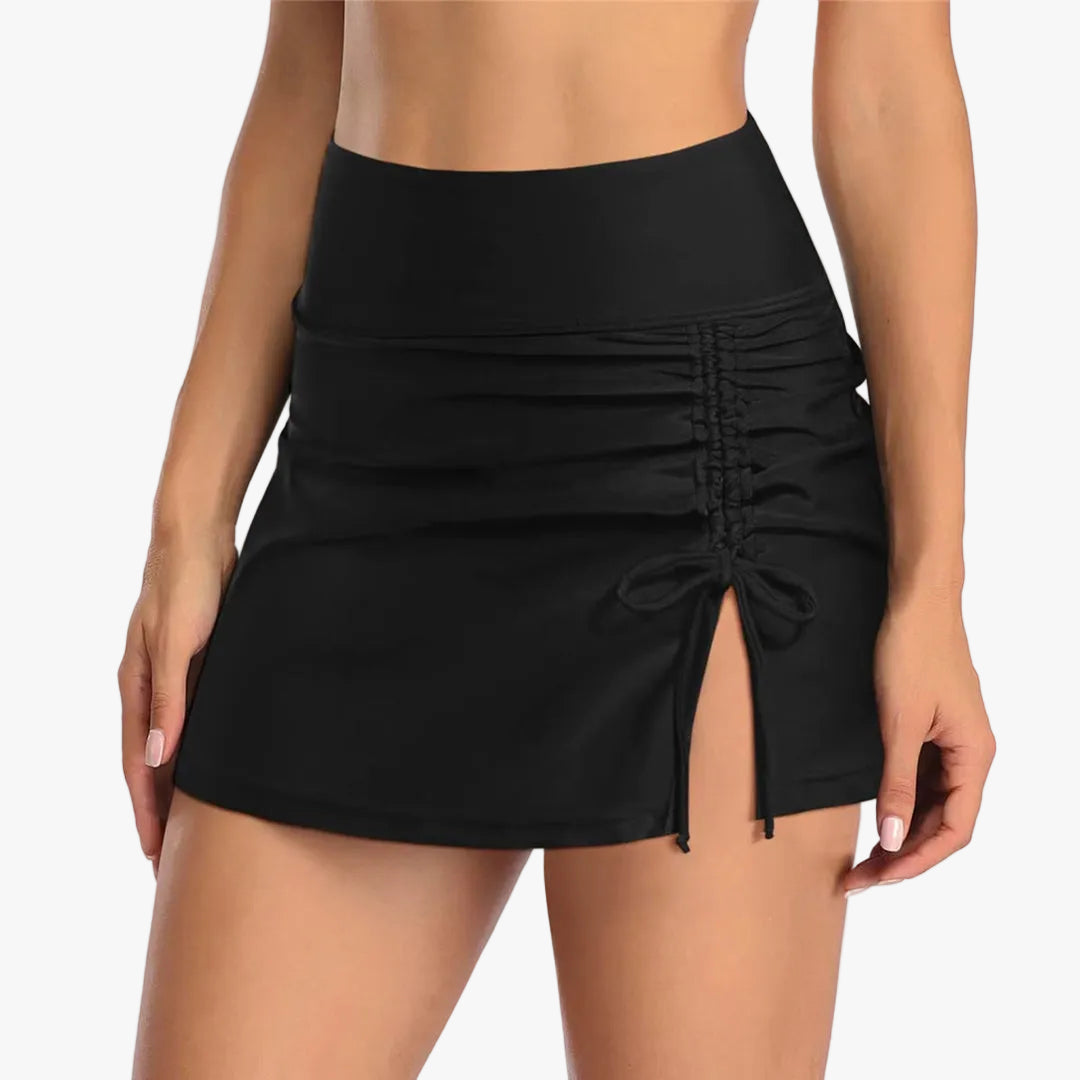 Women's Swimwear Polyester Blend Shorts with Drawstring and Side Slit