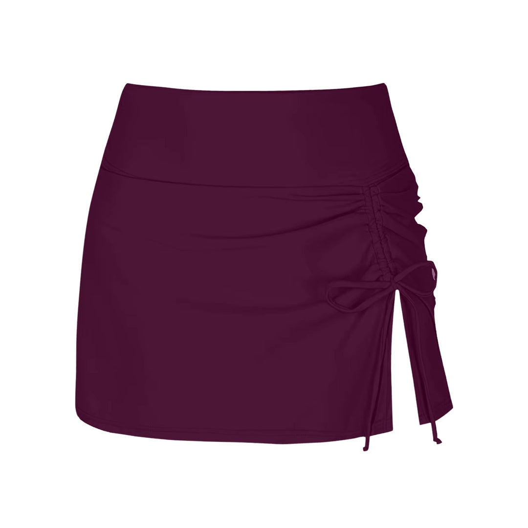 Women's Swimwear Polyester Blend Shorts with Drawstring and Side Slit