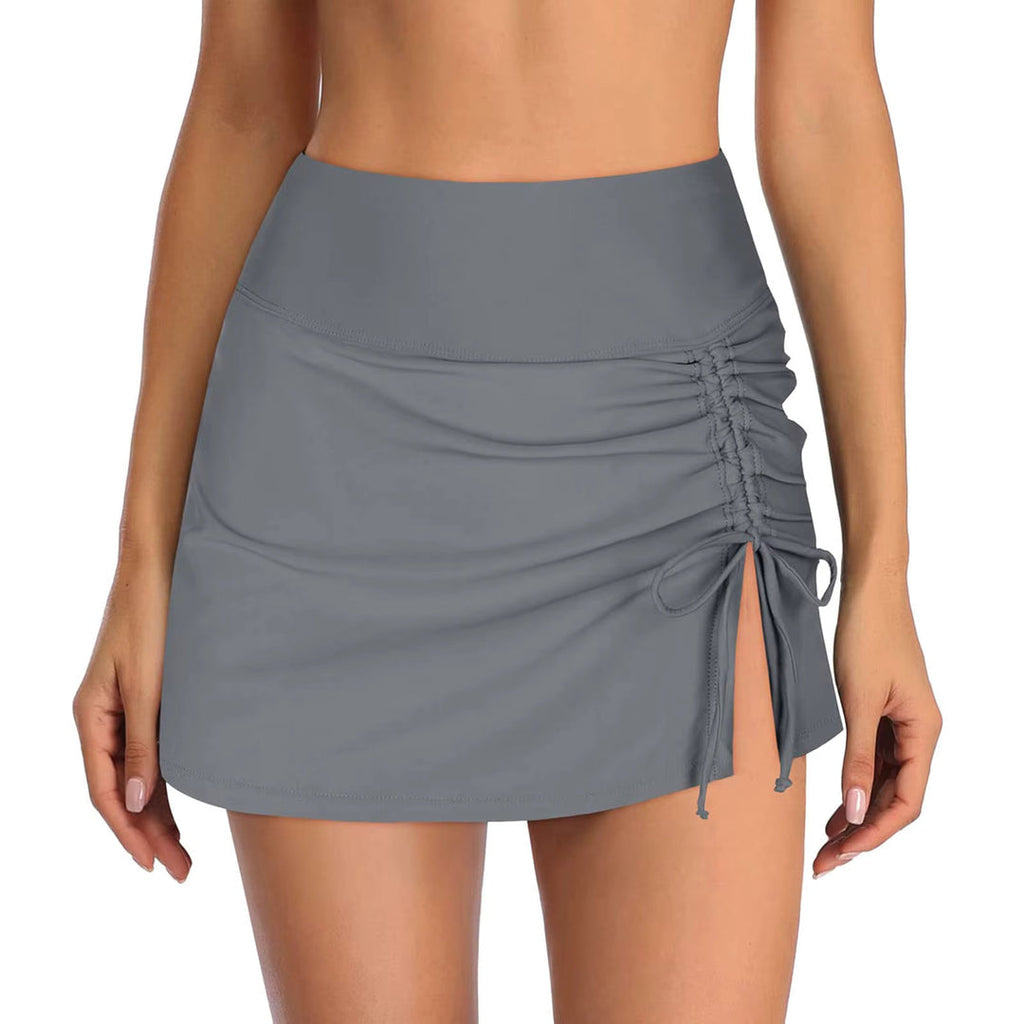 Women's Swimwear Polyester Blend Shorts with Drawstring and Side Slit