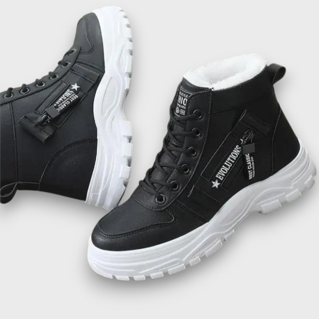 Women's Synthetic Ankle Boots with Faux-Fur Lining and Lug Sole