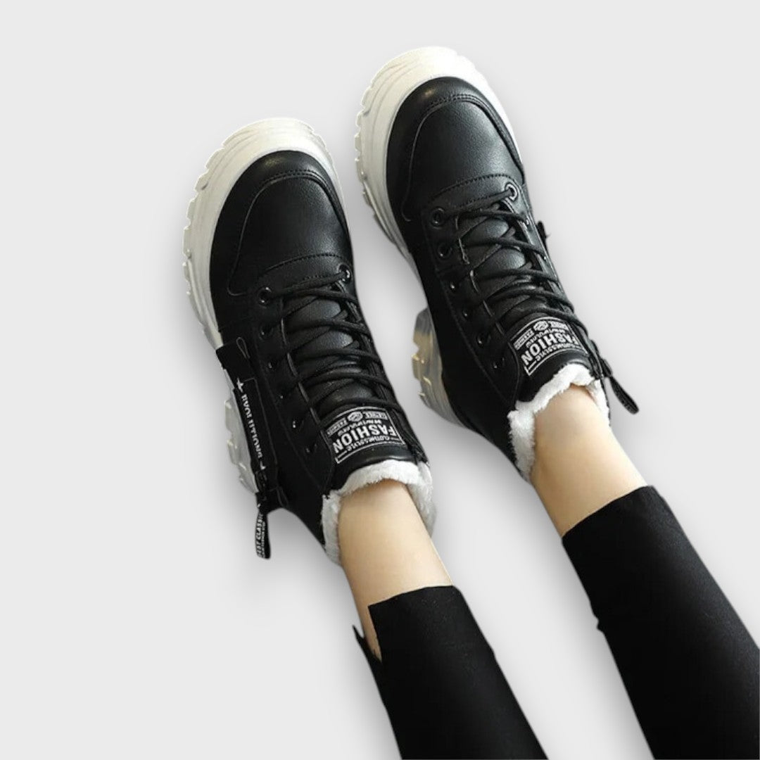 Women's Synthetic Ankle Boots with Faux-Fur Lining and Lug Sole