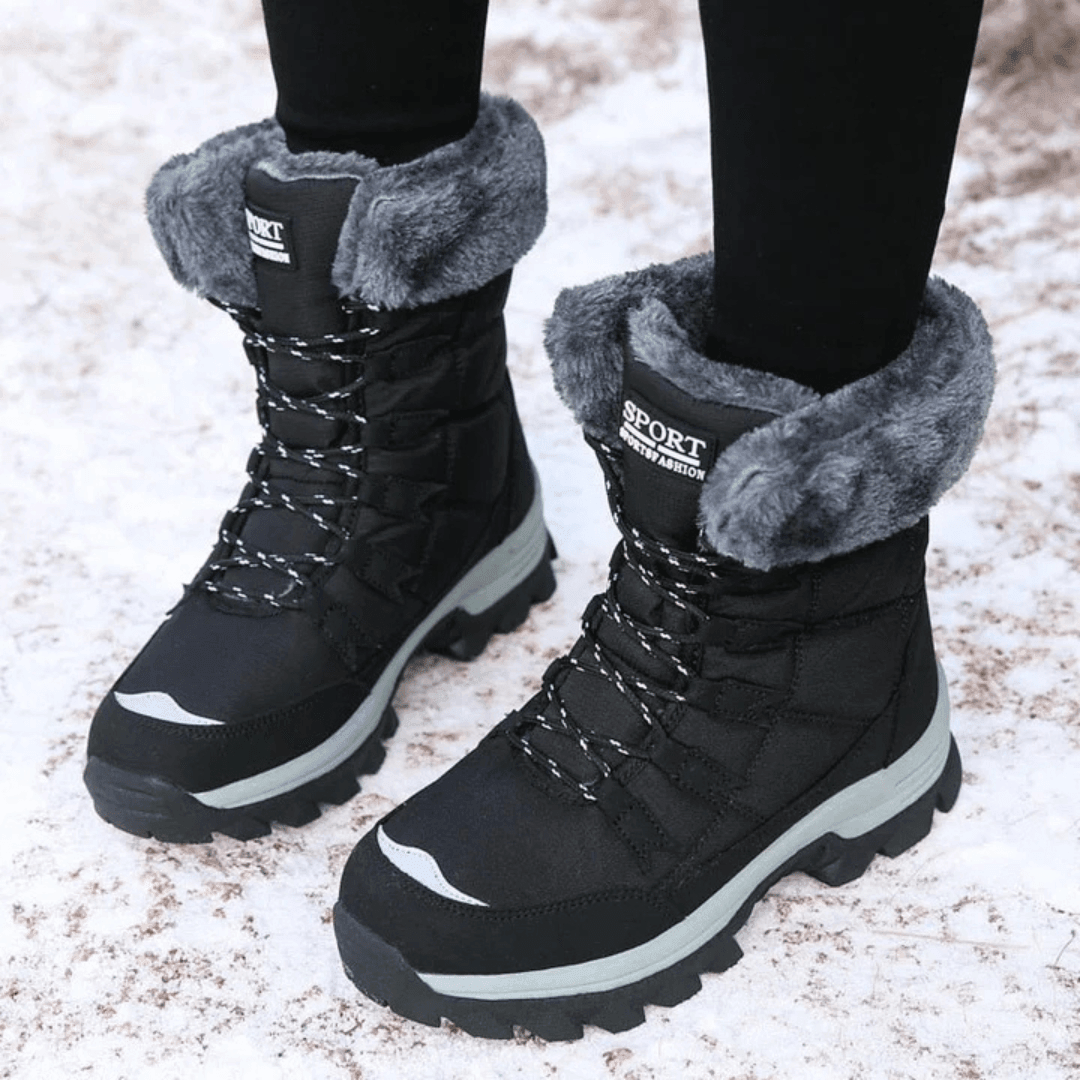 Women's Synthetic Winter Boots with Lace-Up Front and Lug Sole