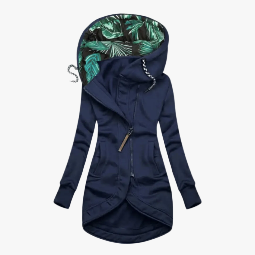 Women's Synthetic Winter Jacket with Hood and Asymmetrical Zip