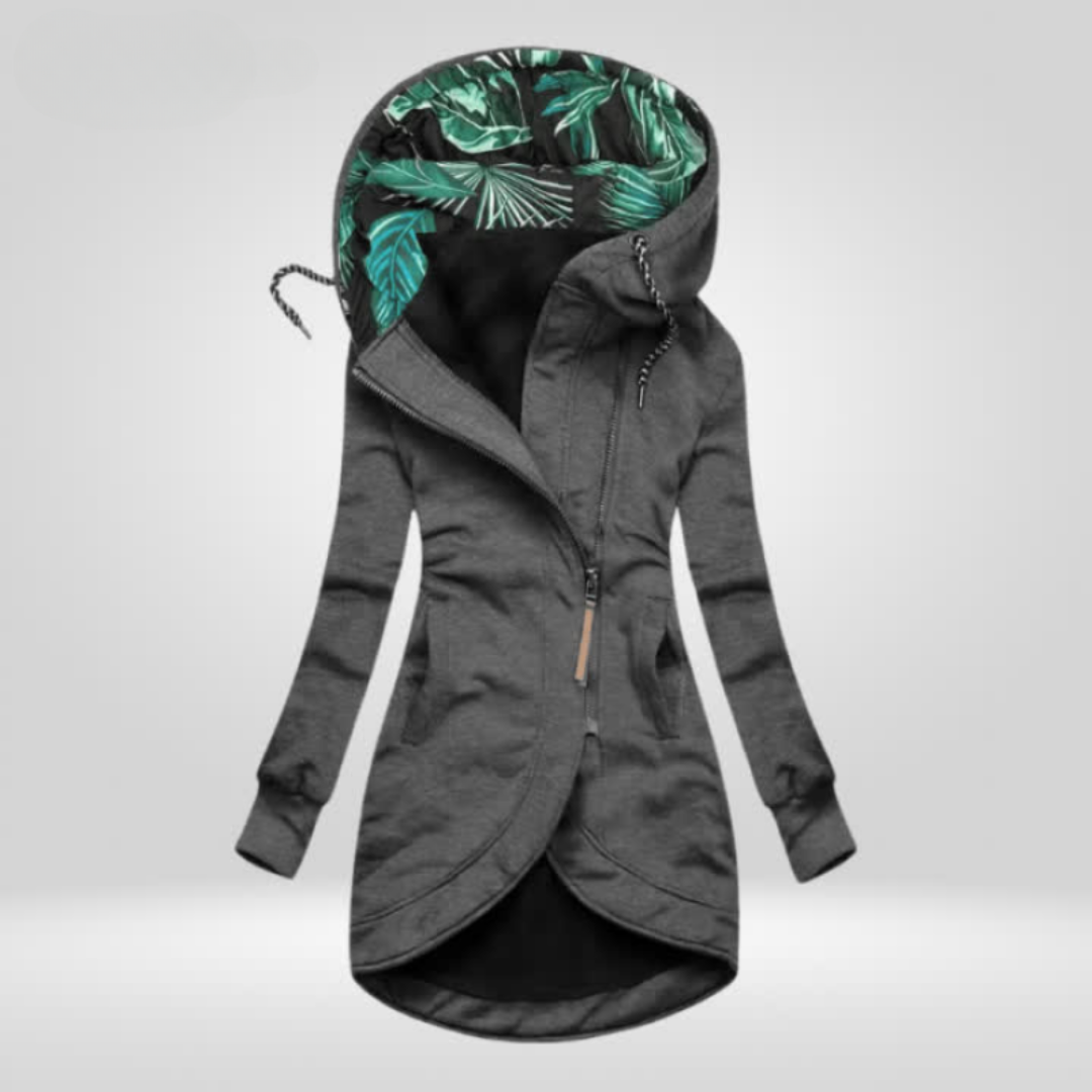 Women's Synthetic Winter Jacket with Hood and Asymmetrical Zip