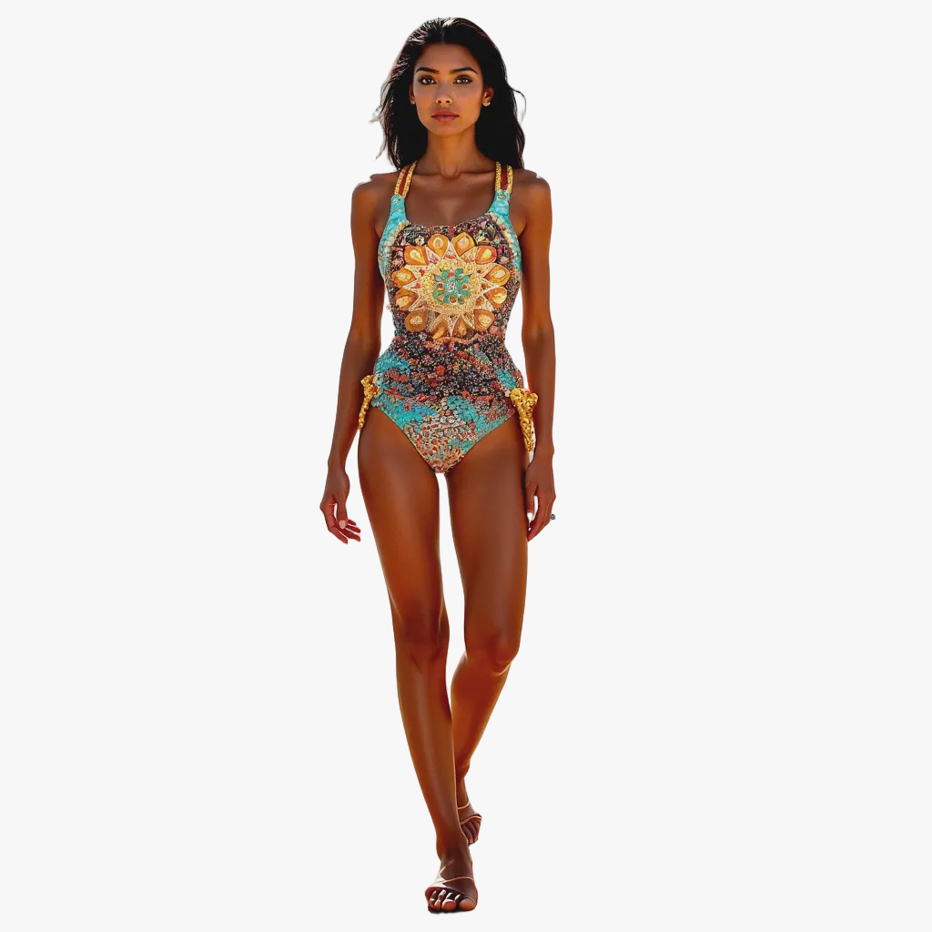 Women's Tankini Swimwear Set with Strappy Back and Side