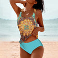 Women's Tankini Swimwear Set with Strappy Back and Side