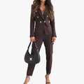 Women's Viscose Two-Piece Set with Double-Breasted Blazer and Ankle Pants