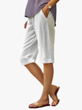 Women's Woven Bermuda Shorts with Drawstring Waist and Side Pockets