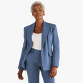 Women's Woven Blazer Set with Notch Lapels and Straight-Leg Pants