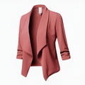 Women's Woven Blazer with Open Front and Shawl Collar
