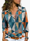 Women's Woven Blouse with Button Placket and Roll-Tab Sleeves