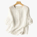 Women's Woven Blouse with Embroidered Panel and Scoop Neck