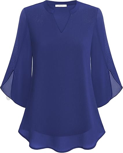 Women's Woven Blouse with Split Neck and Slit Sleeves