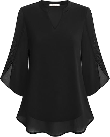 Women's Woven Blouse with Split Neck and Slit Sleeves