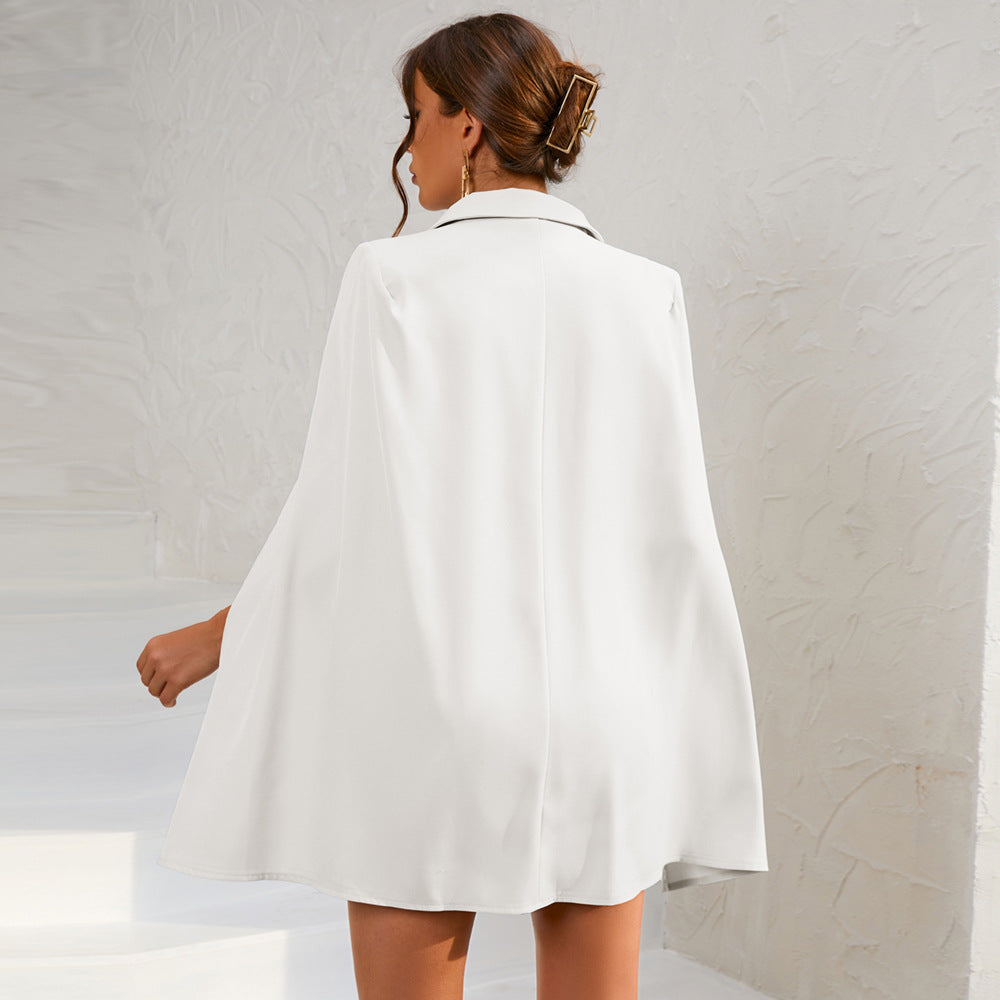Women's Woven Mini Dress with Cape Overlay and Belt