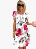 Women's Woven Mini Dress with Scoop Neck and Tiered Skirt