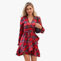 Women's Woven Mini Dress with Tie Waist and Ruffle Hem