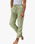 Women's Woven Pants with Drawstring Waist and Side Pockets