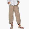 Women's Woven Pull-On Pants with Front Pleats and Overlap Cuffs