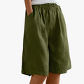 Women's Woven Shorts with Elastic Waist and Side Pockets